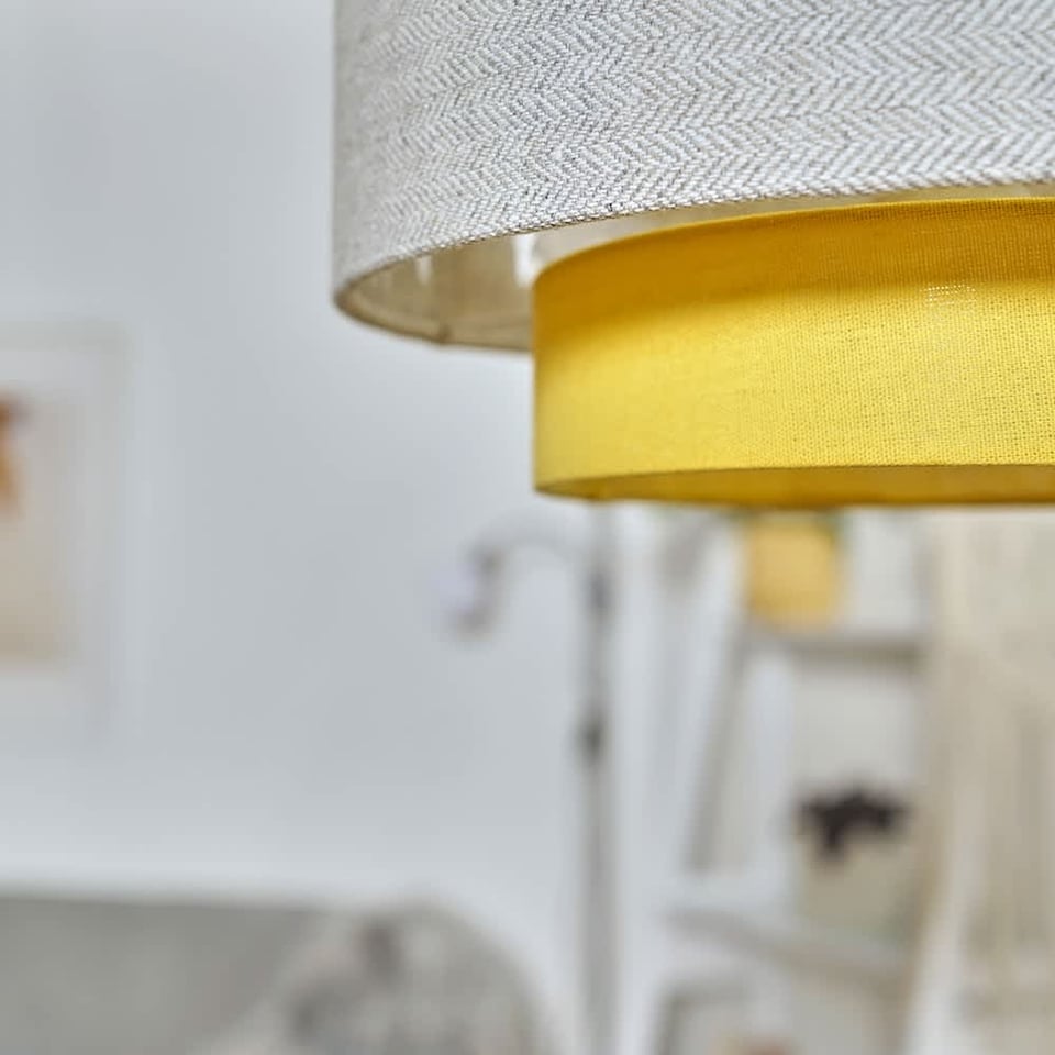 image 1 of ValueLights Pair Weaver 3 Tier Yellow Ceiling Pendant Shade | Yellow