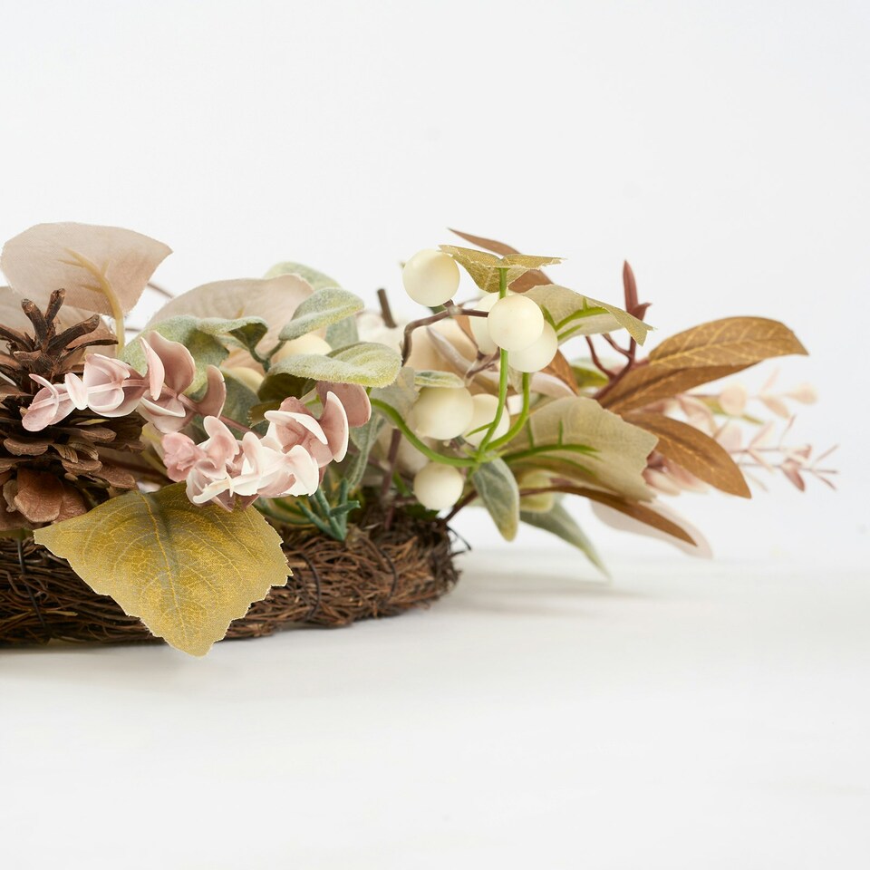 image 1 of OHS Autumnal Pumpkin Velvet Artificial Faux Home Door Wall Decor Wreath
