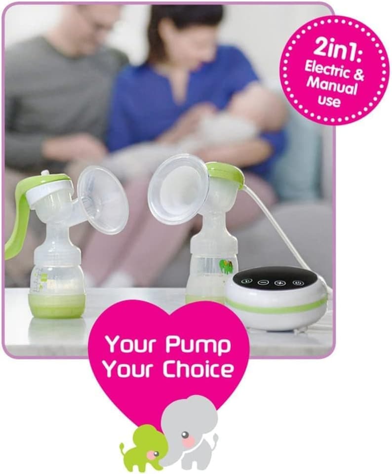 image 1 of MAM 2-in-1 Single Electric Silicone Breast Pump Battery Powered Light Green