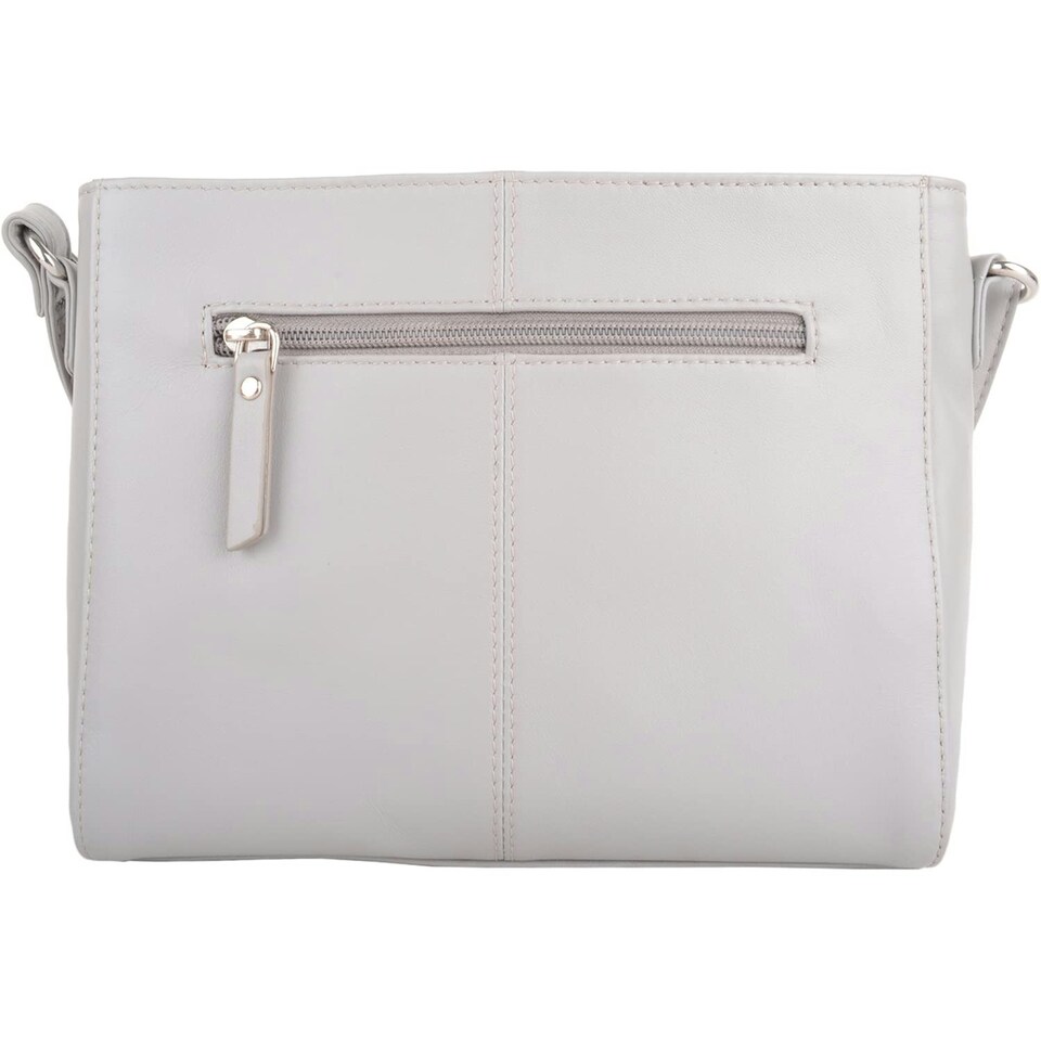 image 1 of Cross Body Shoulder Genuine Soft Leather Pocket Detail Handbag Grey | Autumn Ink Light Grey