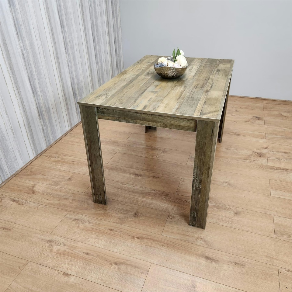 image 1 of Dining Table Brown Wood Kitchen Place for 4 Seats, Dining Table Only (Brown H 75 x L 117 x W 77 cm) Brown