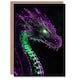 image 1 of Dragon Head Neon Purple Green Fantasy Concept Art Birthday Greeting Card