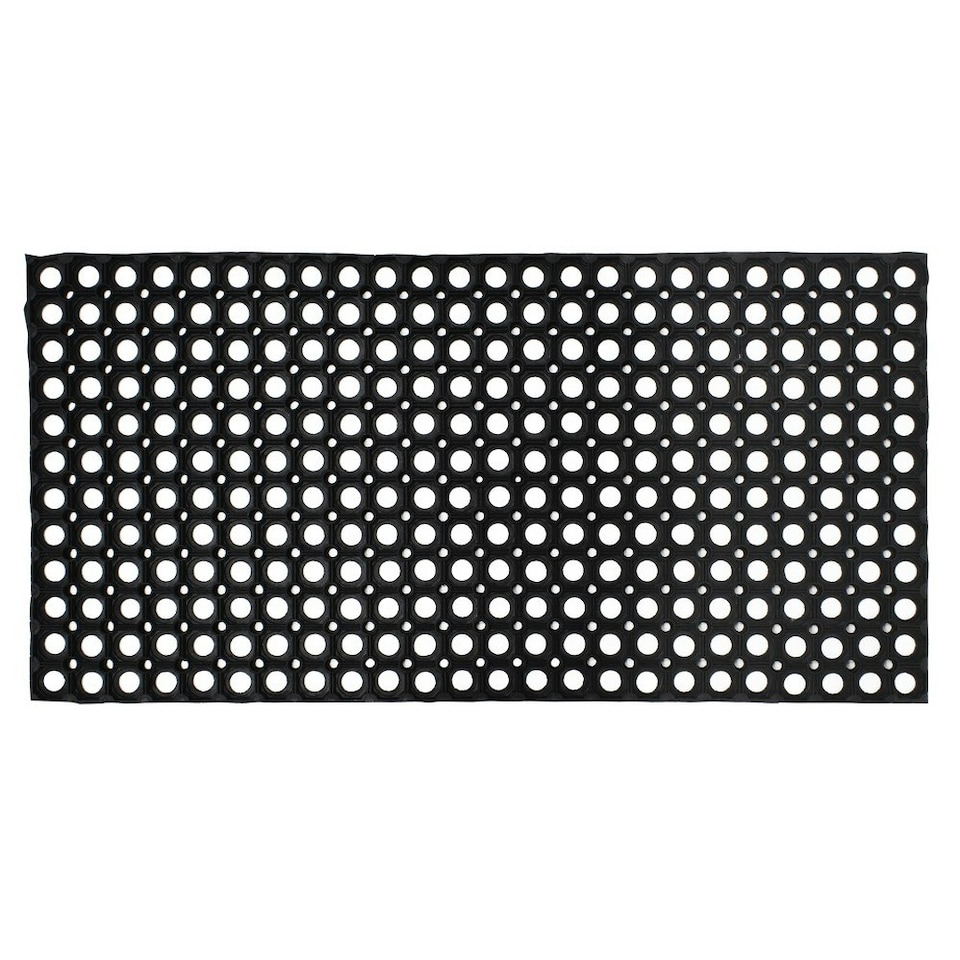 image 1 of JVL Rondo Rubber Scraper Doormat 50x100cm, Black