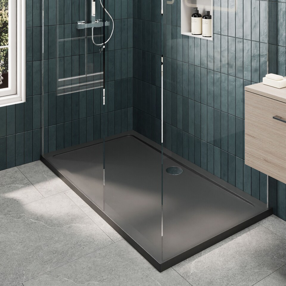 image 1 of Balterley Glass Walk In Wetroom Screens with Profile and Shower Tray | Silver | Chrome