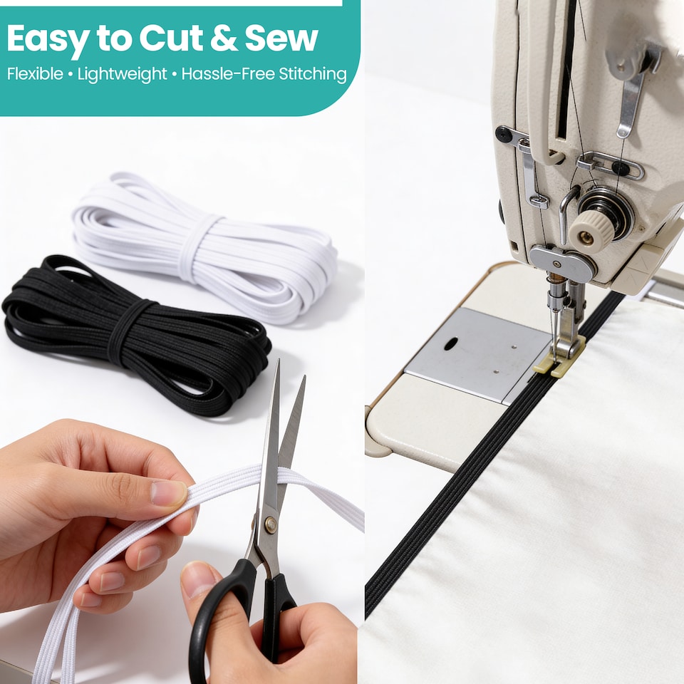 image 1 of 3mm White Flat Elastic Bands, DIY Crafts Dressmaking - 3 Metres