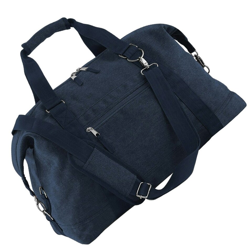 image 1 of Bagbase Vintage Canvas Weekender / Holdall Carry Bag (30 Litres) (Pack of 2) - Vintage Oxford Navy - One Size