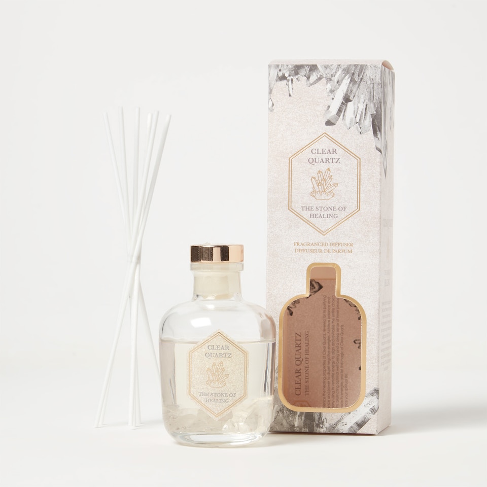 image 1 of Homescapes Clear Quartz Crystal Reed Diffuser – Fresh Linen Scent
