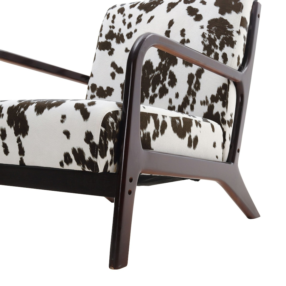 image 1 of Living and Home Black and White Spots Velvet Upholstered Armchair