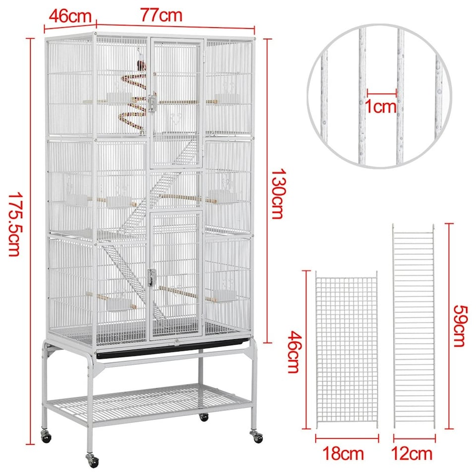 image 1 of Yaheetech 175.5 cm Tall Extra Large Pet Cage for Small Animals White