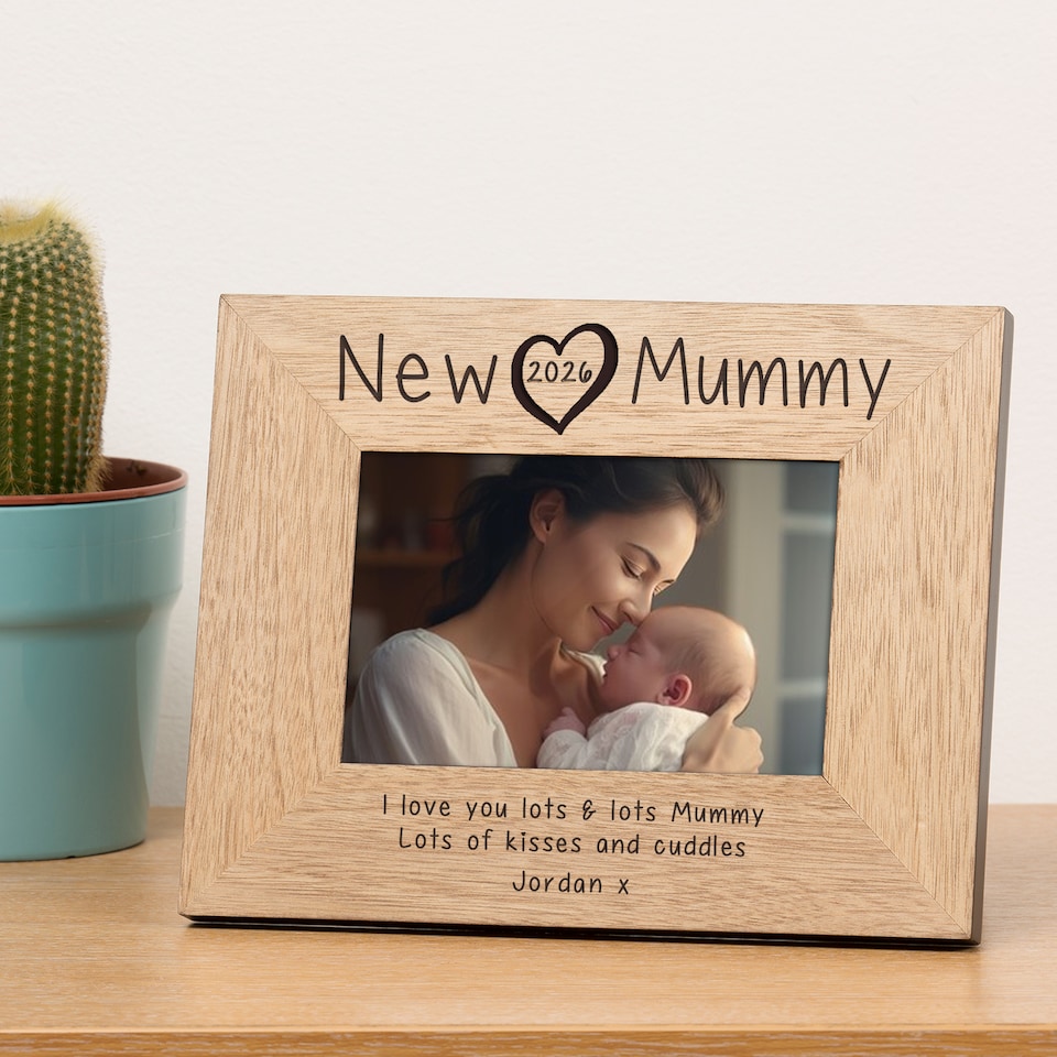 image 1 of Personalised New Mummy Wood Picture Frame 6 x 4 New Baby Gift for Mum