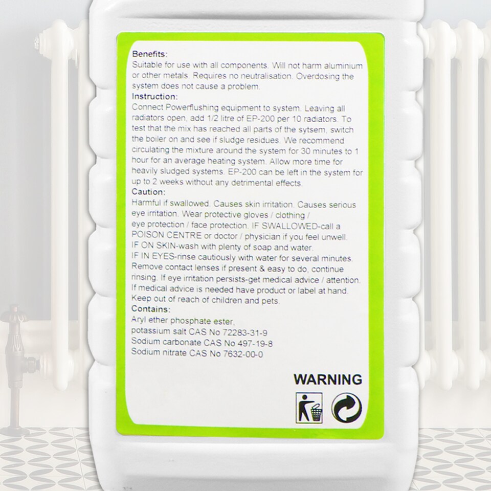 image 1 of SPARES2GO Central Heating Cleanser Concentrate Liquid (500ml Bottle) + Radiator Dosing Funnel Tool + Draining Tub