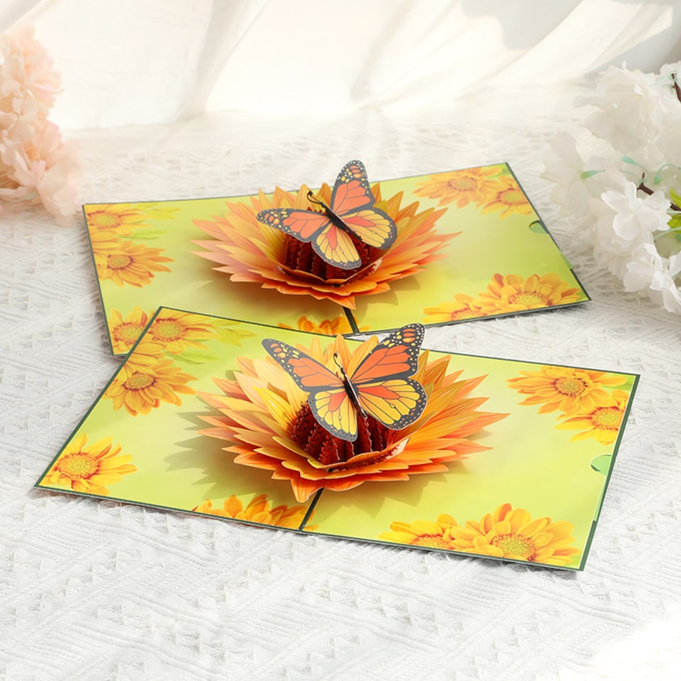Sunflower Butterfly 3D Pop Up Greeting Card - Tesco Groceries