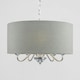 image 1 of ValueLights 5 Way Chrome Silver Pendant Ceiling Light Grey Linen Shade
