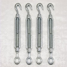 Galvanised Forged Straining Screw Hook Eye M10 X4 (Caravan Turnbuckle Open Body)