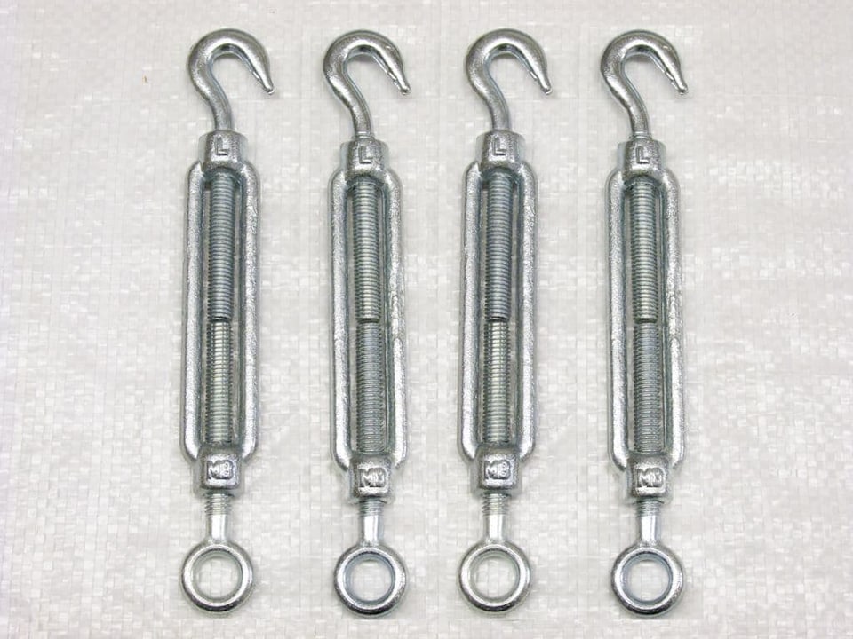 Galvanised Forged Straining Screw Hook Eye M10 X4 (Caravan Turnbuckle Open Body)