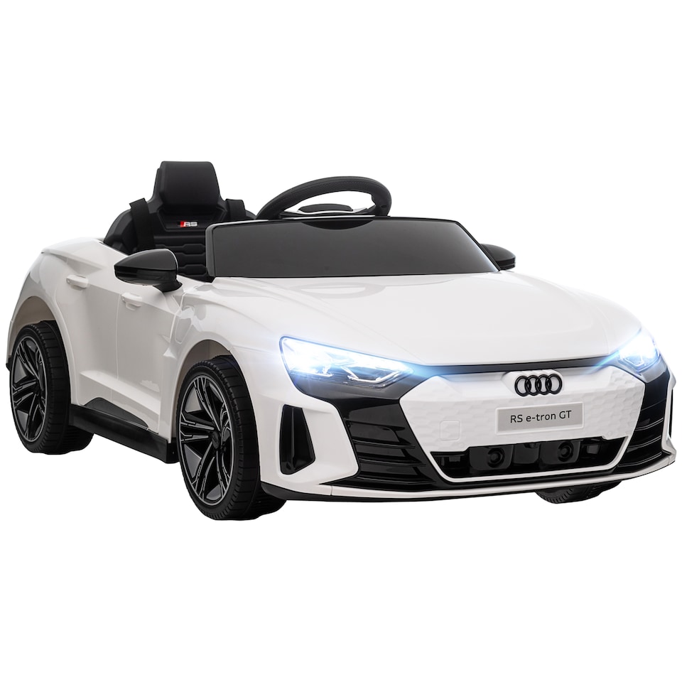 image 1 of HOMCOM Audi RS e-tron GT Licensed Electric Car for Kids, 12V Battery Powered Electric Ride-on Toy with Remote Control Music, Suspension Wheels, Soft Start, for 3-5 years, White
