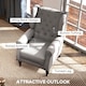 image 3 of HOMCOM Accent Armchair Home Furniture Retro Tufted Club Wood Fabric, Grey