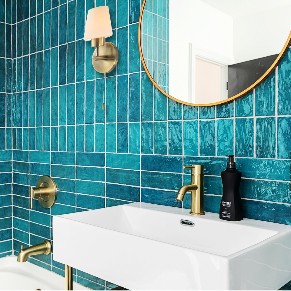 image 1 of Modern Antique Brass and Opal Glass IP44 Rated Bathroom Wall Lighting Fixture | Gold