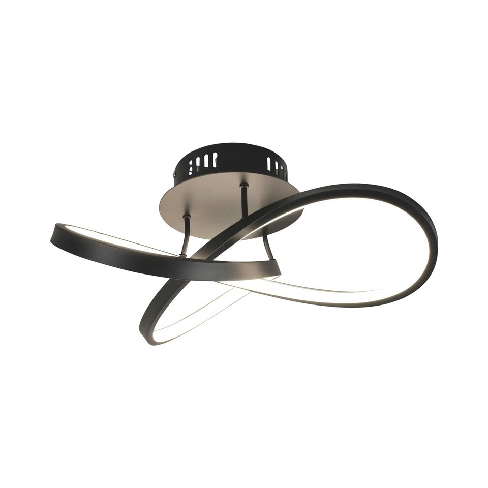 image 1 of First Choice Lighting Matt Black LED Loop Ceiling Light Black | White