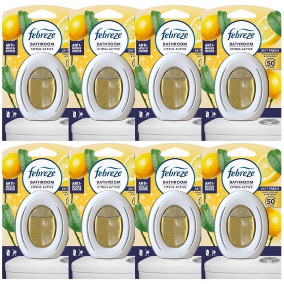 Febreze | Citrus Active Anti-Mould Bathroom Air Freshener 7.5ml | 7.5ml x 8 Pack