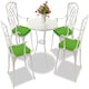 image 1 of Centurion Supports OSHOWA Luxurious Garden and Patio Table and 4 Large Chairs with Armrests Cast Aluminium Bistro Set - White with Green Cushions