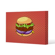 The pop art illustration of burger (Canvas Print) / 46 x 31 x 4cm | Multi