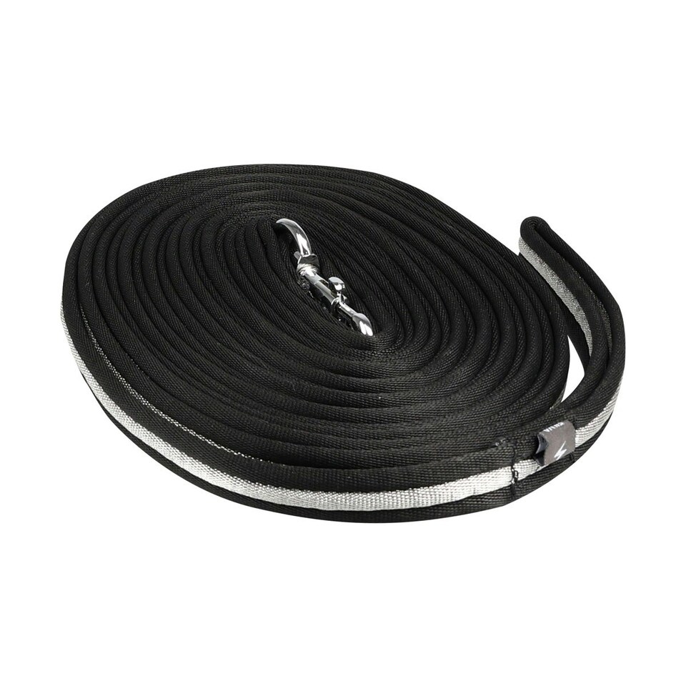 Hy Silva Flash Reflective Horse Lunge Rein - Black/White - One Size