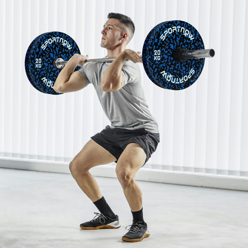 image 1 of SPORTNOW Olympic Weight Plates with 5cm Holes, for Weight Lifting, 2 x 20kg