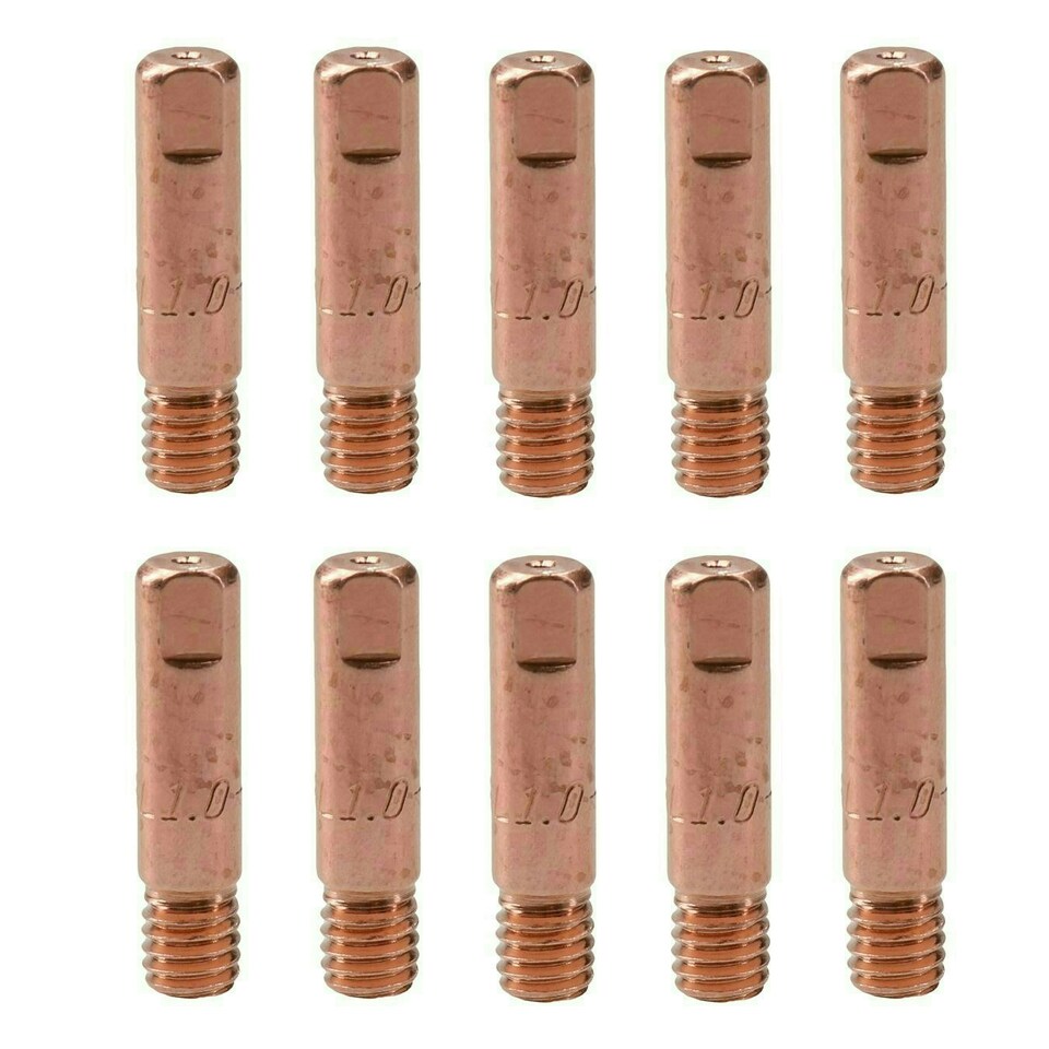 image 1 of 1.0mm 1mm Mig Welding Welder Round Contact Tips for MB15 Euro Torches 10pk