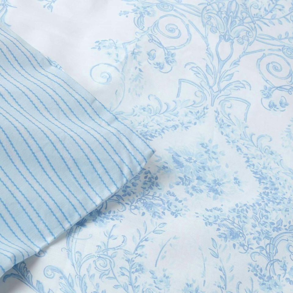 image 1 of Homescapes Blue French Toile Patterned Duvet Cover Set - Super King | Blue | Super King