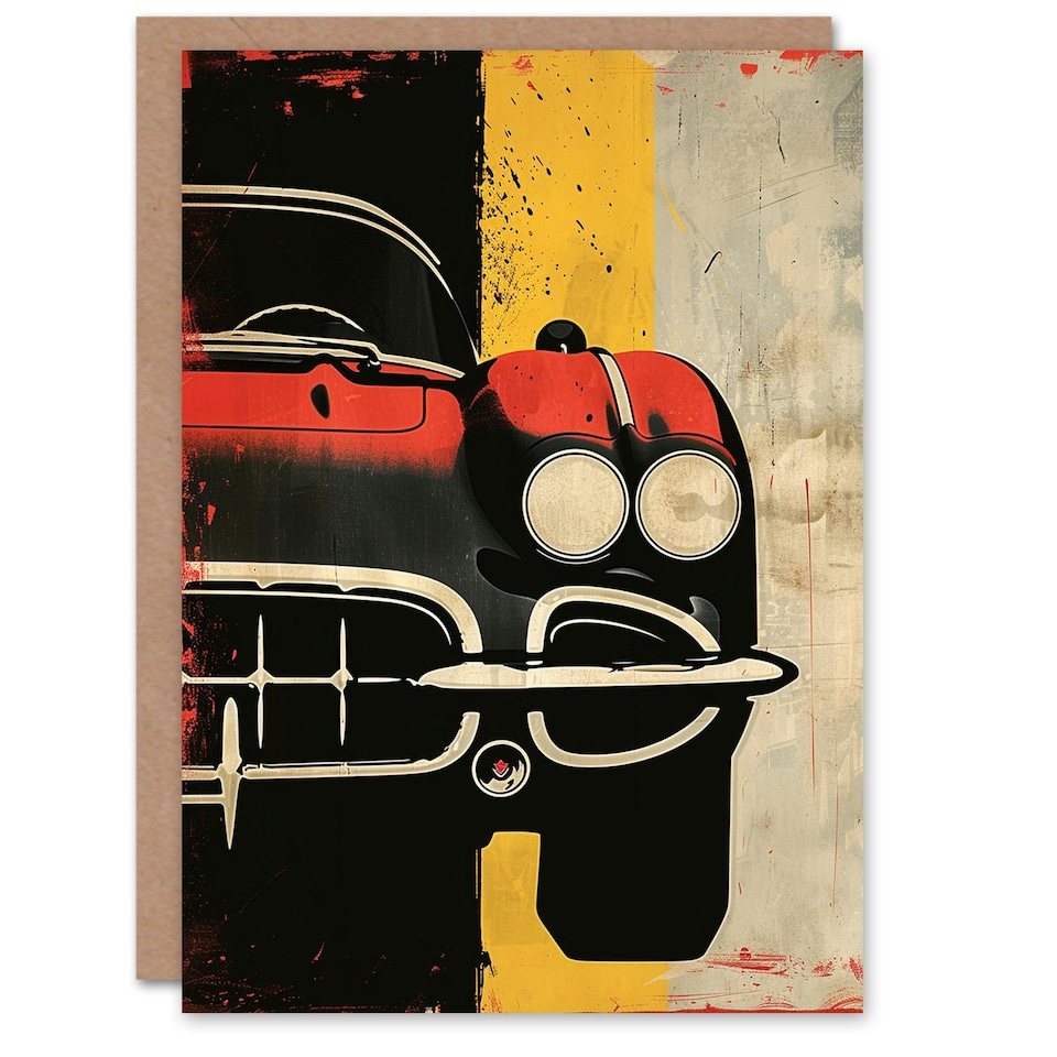 image 1 of Sports Car Front View Headlights Bumper Him Birthday Card