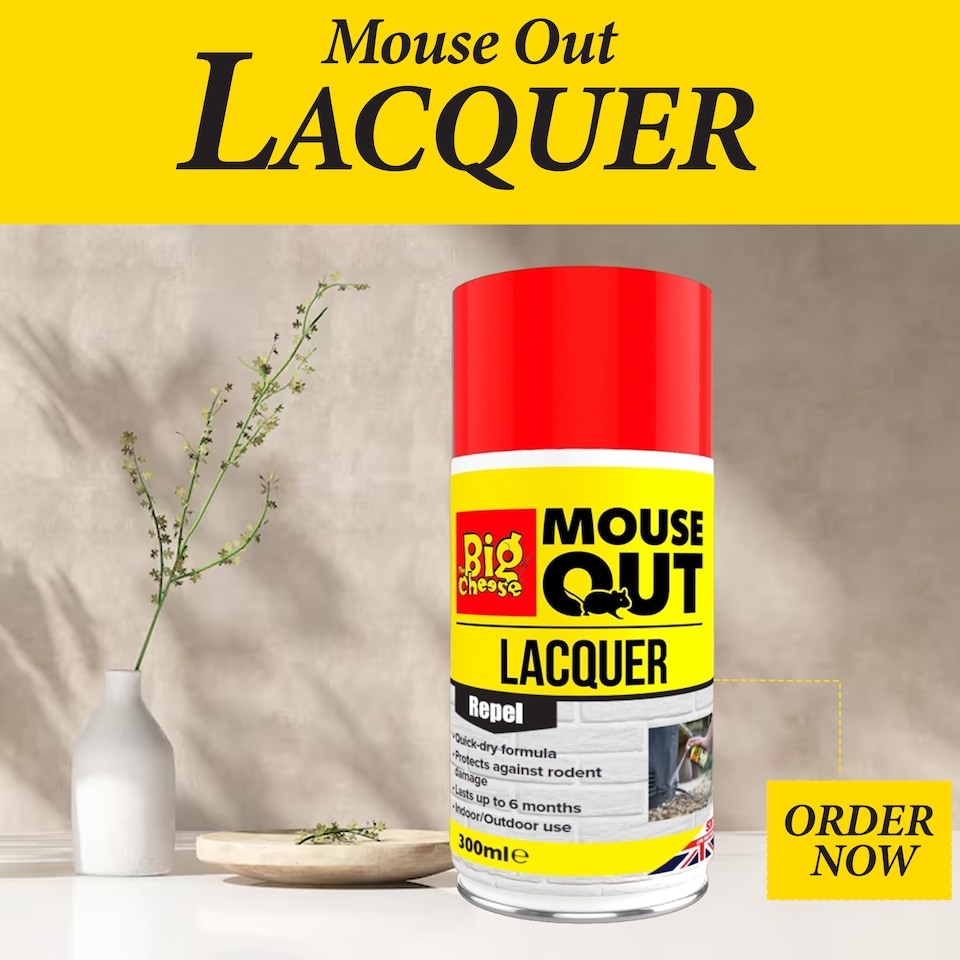 image 1 of The Big Cheese Mouse Out Lacquer 300ml Aerosol Quick Dry Rodent Repellent Protective Spray