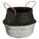 image 2 of Interiors By Premier Black & Silver Seagrass Storage Basket, Decorative Organizer With Handles, Small Seagrass Storage Basket Silver
