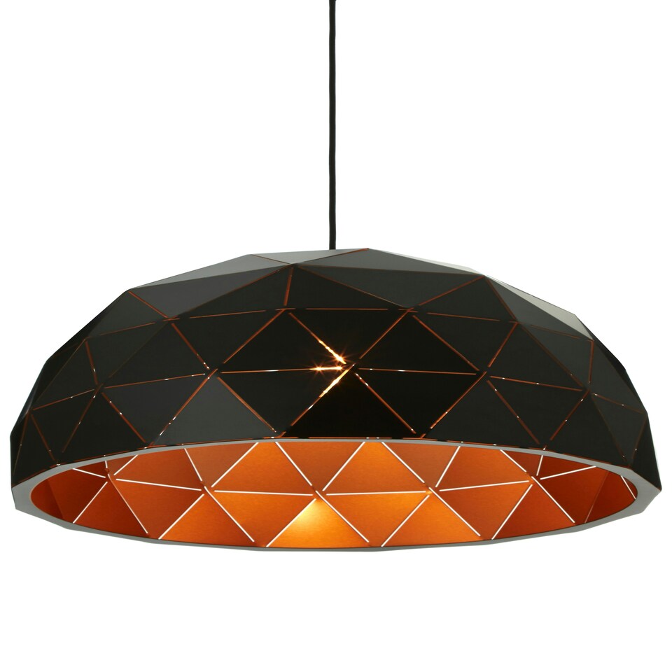 image 1 of Interiors by Premier Medium Black and Copper Dome Pendant Light