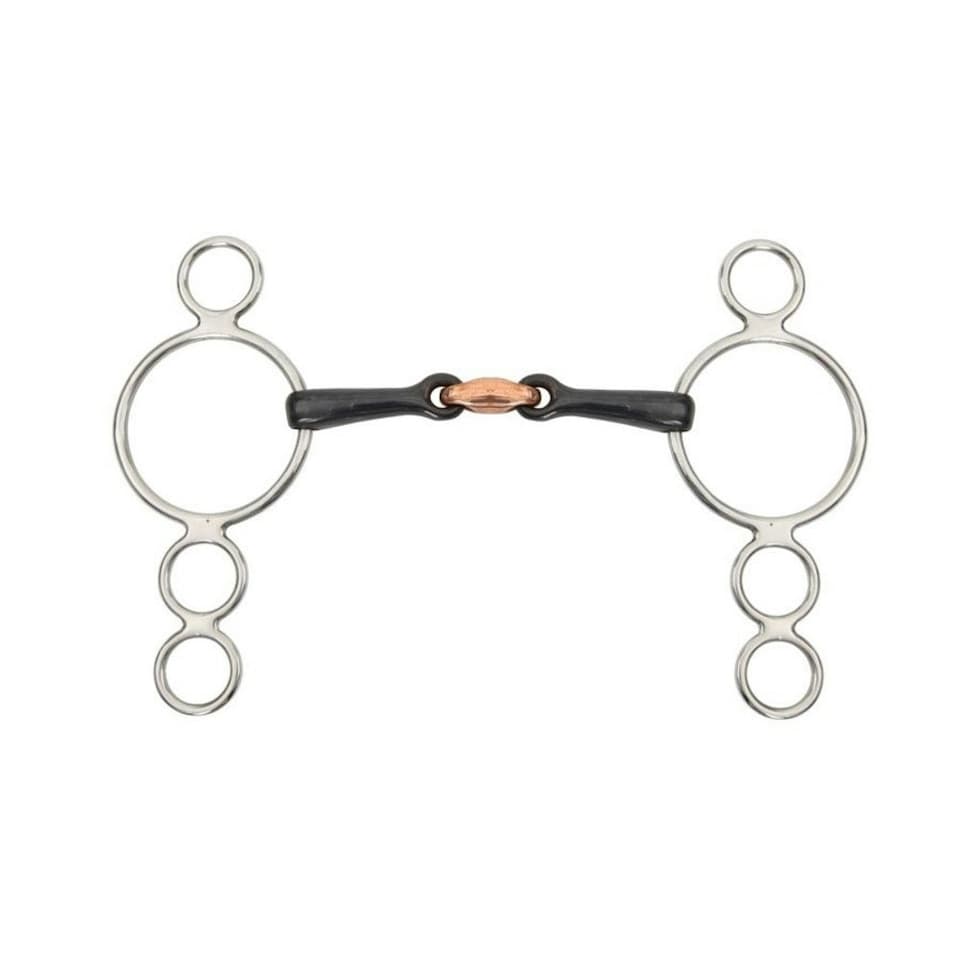 image 1 of Shires Dutch Sweet Iron Lozenge Horse 3 Ring Gag Bit - Black - 5in