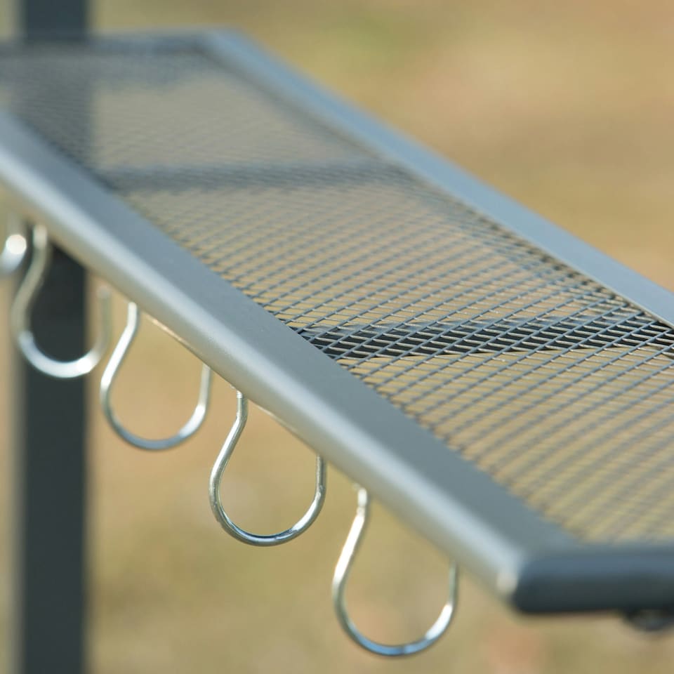 image 1 of Outsunny 7ft Outdoor Double-tier BBQ Grill Canopy Gazebo w/ 2 Shelf, 5 Hooks