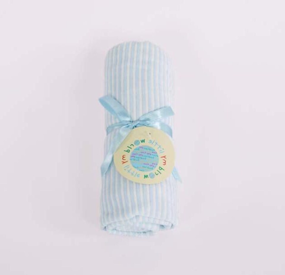 image 1 of My Little World Velour Stripe Baby Blanket
