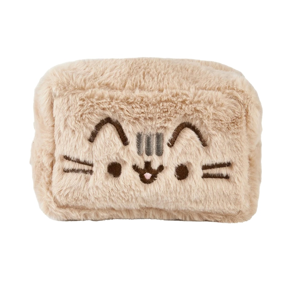 image 1 of Pusheen Embroidered Vanity Case - Beige - One Size Brown