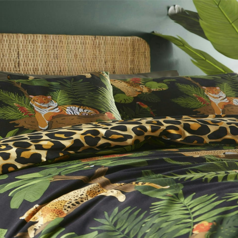 image 1 of Jungle Cats Duvet Cover Set - Single - Multi