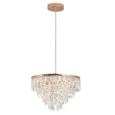 Crystal Pendant Light Gold Ceiling Lamp LED Chandelier 40W 3 Color Lights