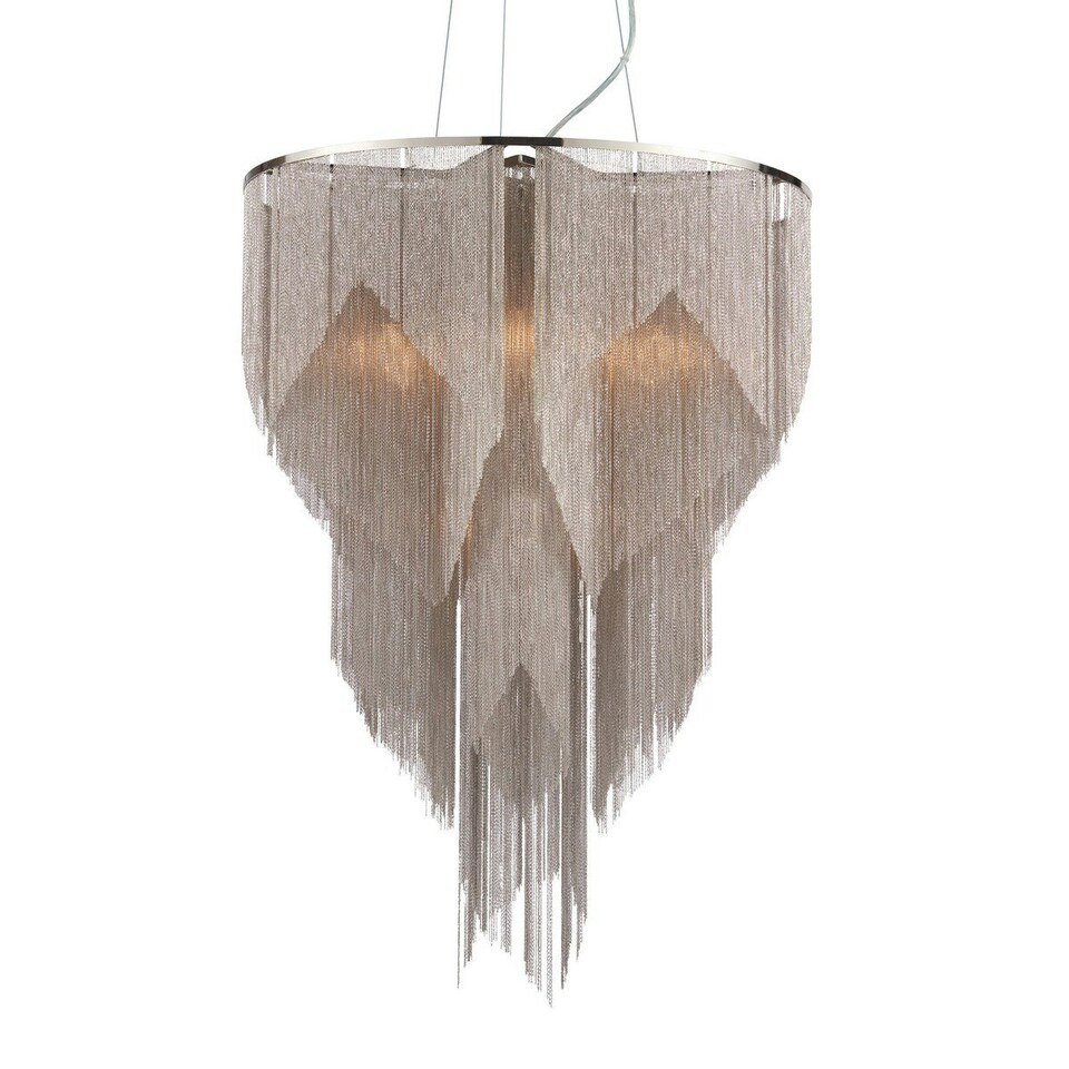 image 1 of Loire Pendant Bright Nickel Plate & Silver Effect Chain 6 Light Dimmable IP20 - E14
