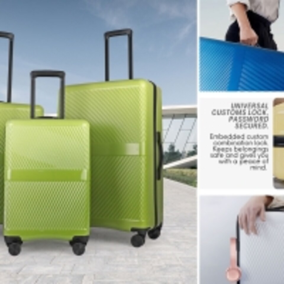 image 1 of 24-inch Premium Lightweight Carry-on Hand Luggage,Durable ABS+PC Hardshell,Zipper Closing with TSA Lock, 4 Spinner Wheels