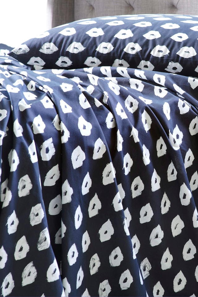 image 1 of Black Painted Lips Fitted Sheet Black Super King | Black | Super King