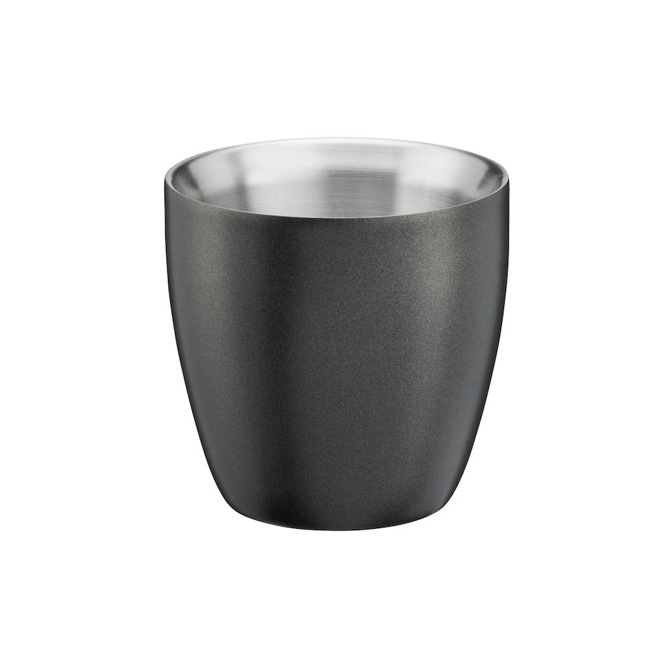 image 1 of Set of 2 Stainless Steel Espresso Coffee Cups – 90ml Double Wall Insulated Mini Drinking Mugs Black
