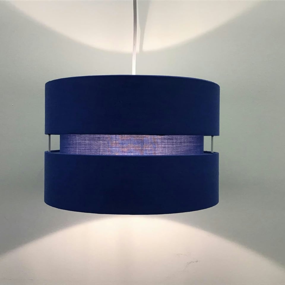 image 1 of First Choice Lighting Blue Layered Easy Fit Drum Light Shade Blue