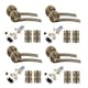 image 1 of Golden Grace 4 Set Indiana Design Door Handles in Antique Brass Finish with Tubular Latch and 1 Pair of 3" Ball Bearing Hinges Gold