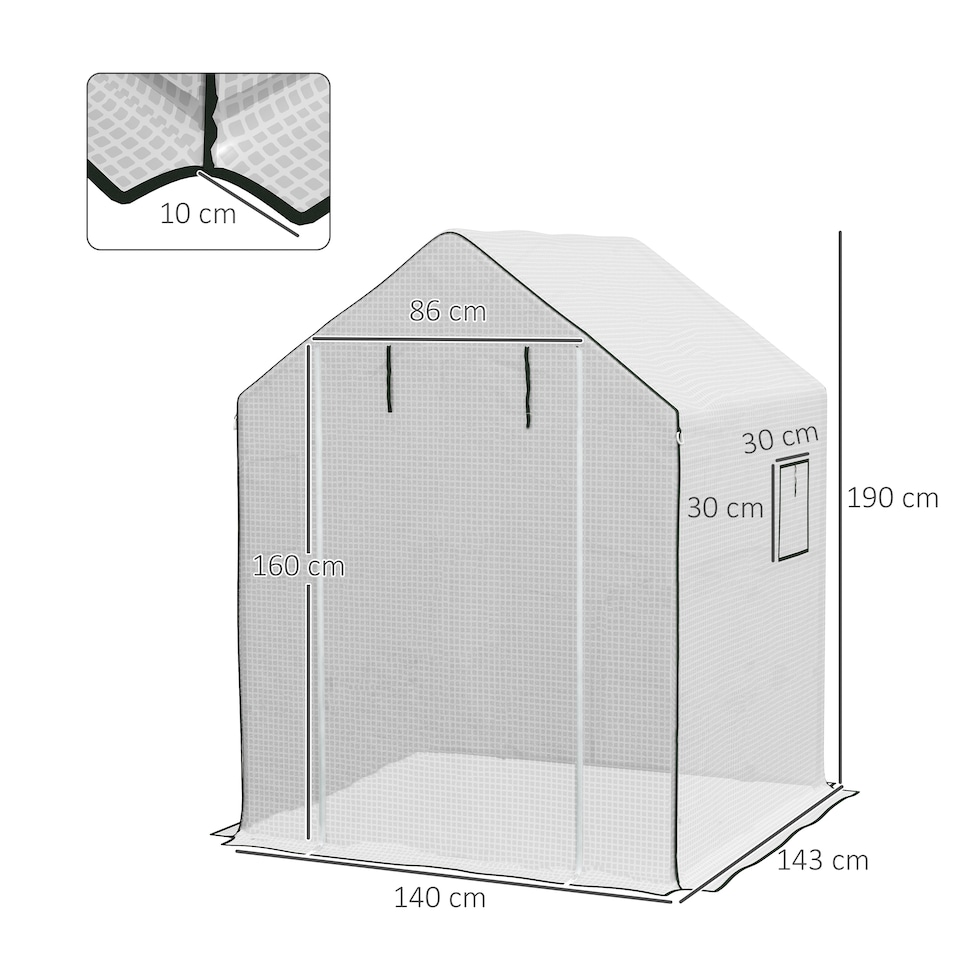 image 1 of Outsunny Walk-in Greenhouse Cover Replacement with Door and Mesh Windows, White