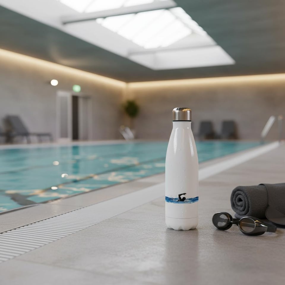 image 1 of Swimming Reusable Metal Water Bottle