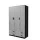 image 1 of 3 Door 4 Drawer Wardrobe With Hanging Rail And Storage Shelf | Black | Black Carcass & Ash Grey Door | 1