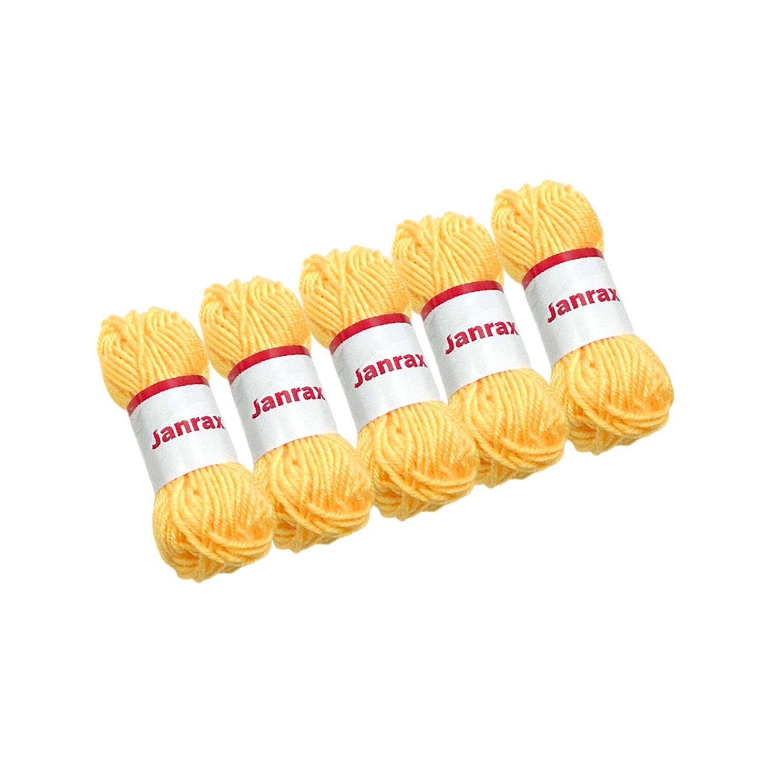 Pack of 5 Light Yellow Acrylic Yarn Rolls â 10g each, 4 Strand 8 Ply Knitting Wool